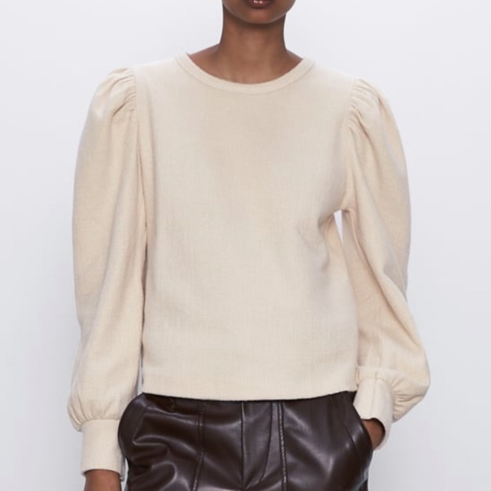 ZARA SOFT TOUCH BALLOON SLEEVE SWEATER - Picture 6 of 12